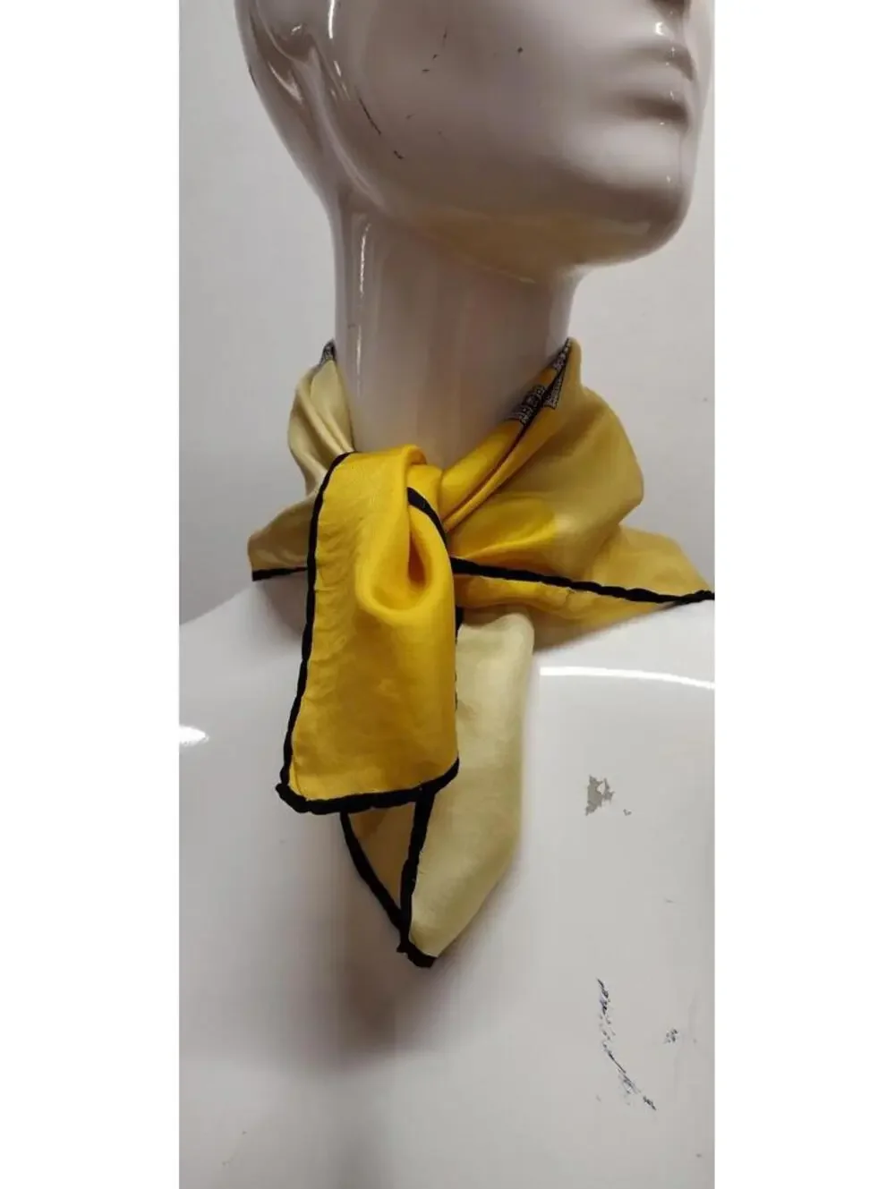 1950s Mid Century Men's Silk Scarf Square Diamond Mustard Rockabilly Neck Scarf